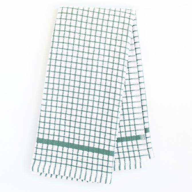 Grid Terry Kitchen Towel, Green