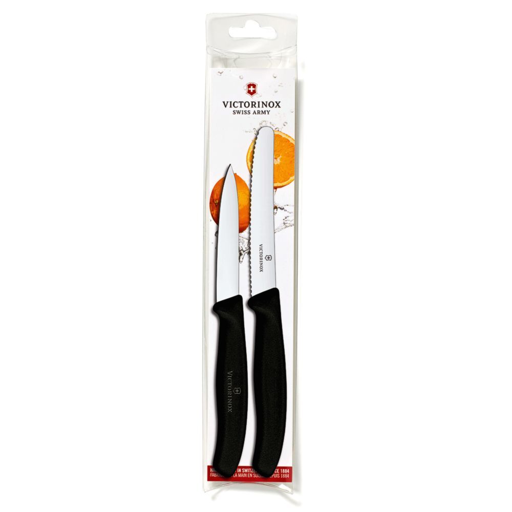 Victorinox black utility and paring knife set.