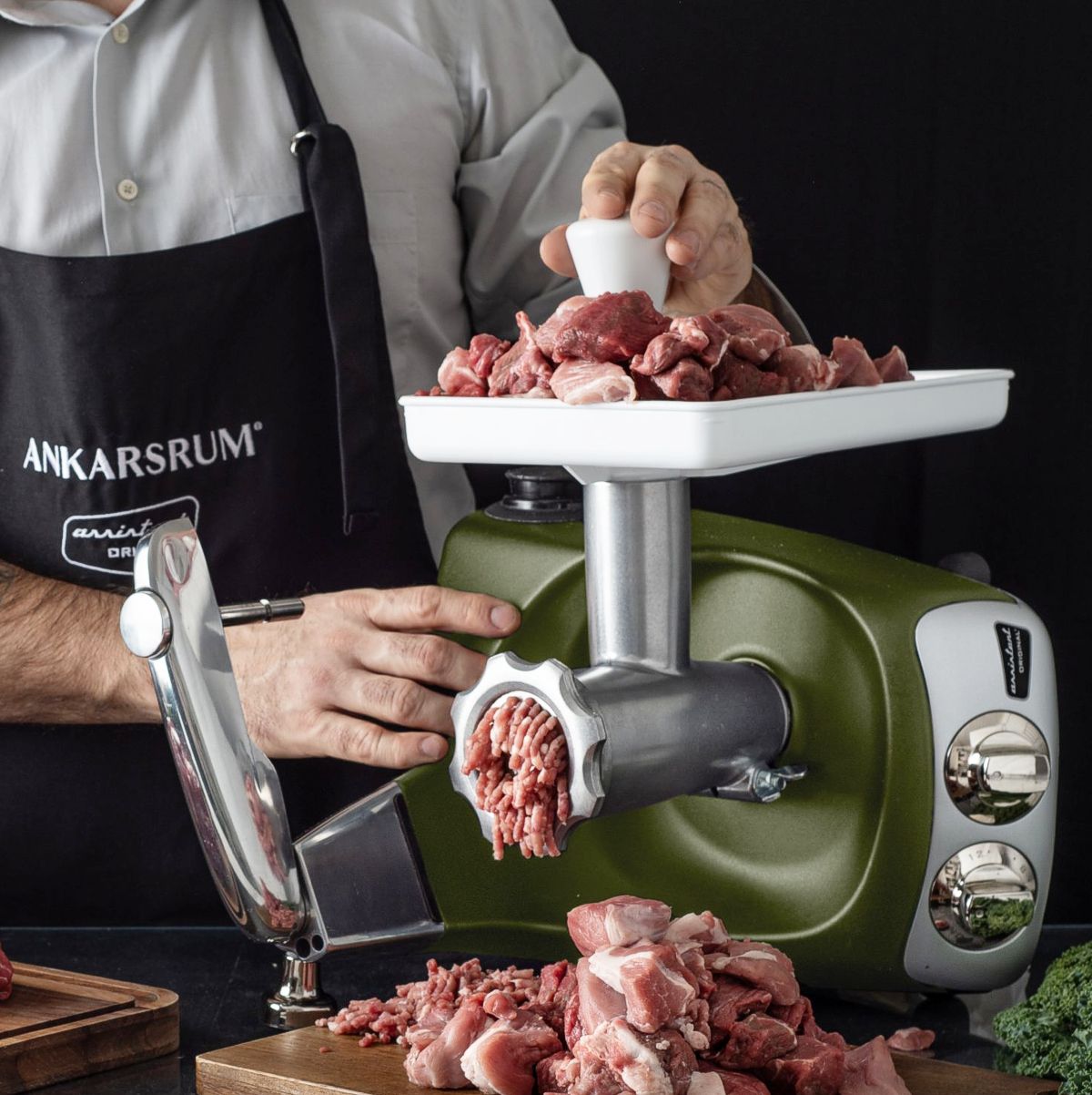 ankarsrum meat grinder attachment olive green mixer 1200