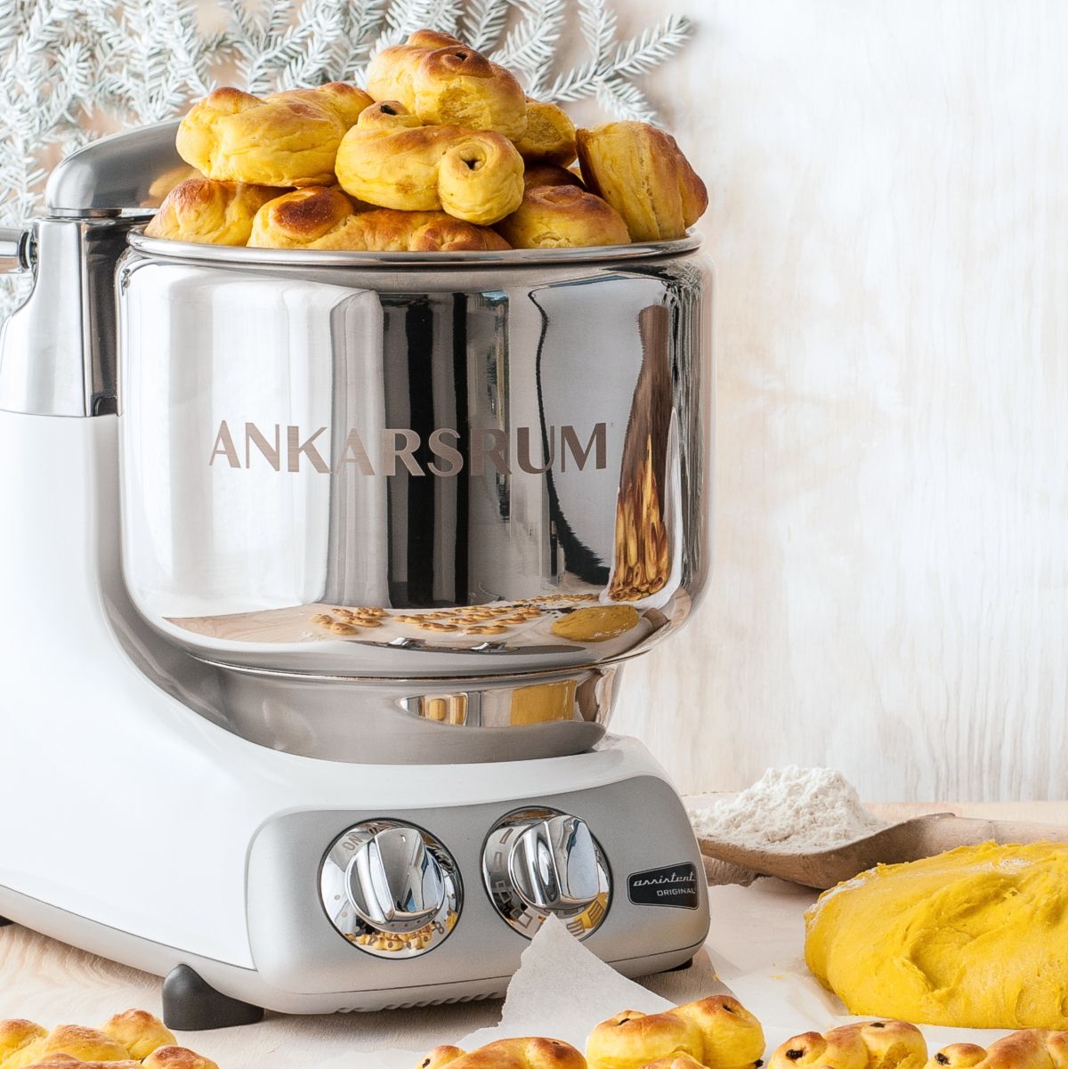 ankarsrum mixer glossy white saffron rolls 1200