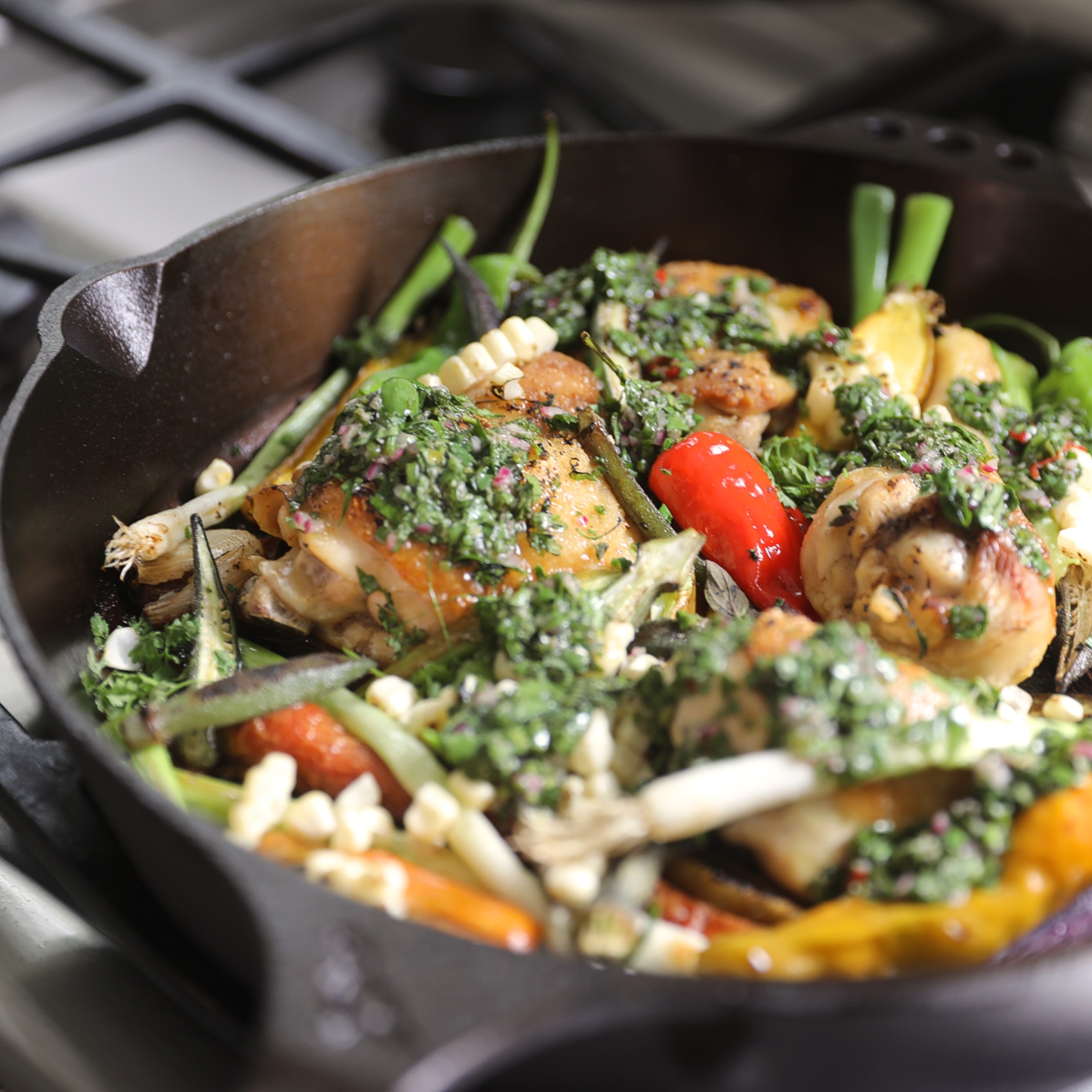 Smithey Fry Cast Iron Pan with stir fry