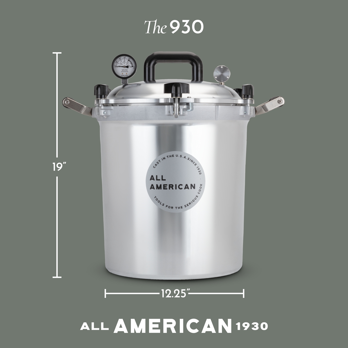 Dimensions of the 930 All American Canner in Stainless