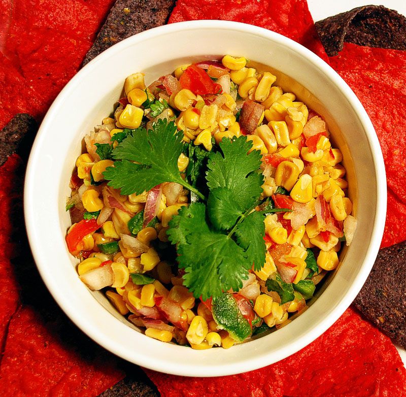 Fresh corn salsa made from dehydrated corn