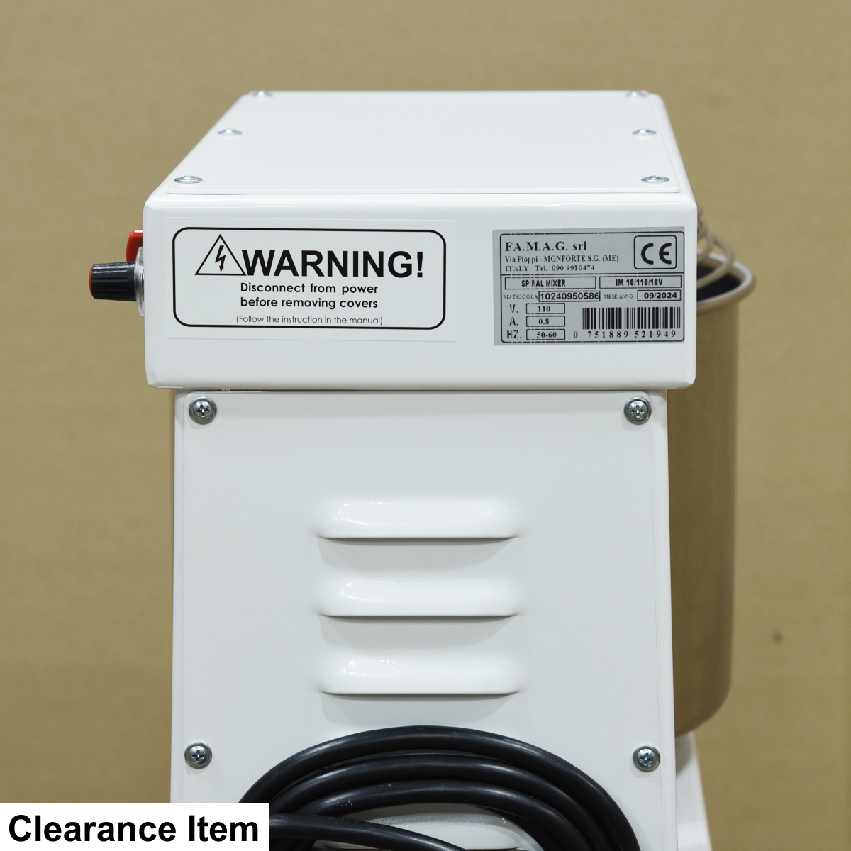 Clearance: Famag IM-10 Mixer w/Fixed Head, Arctic White back panel