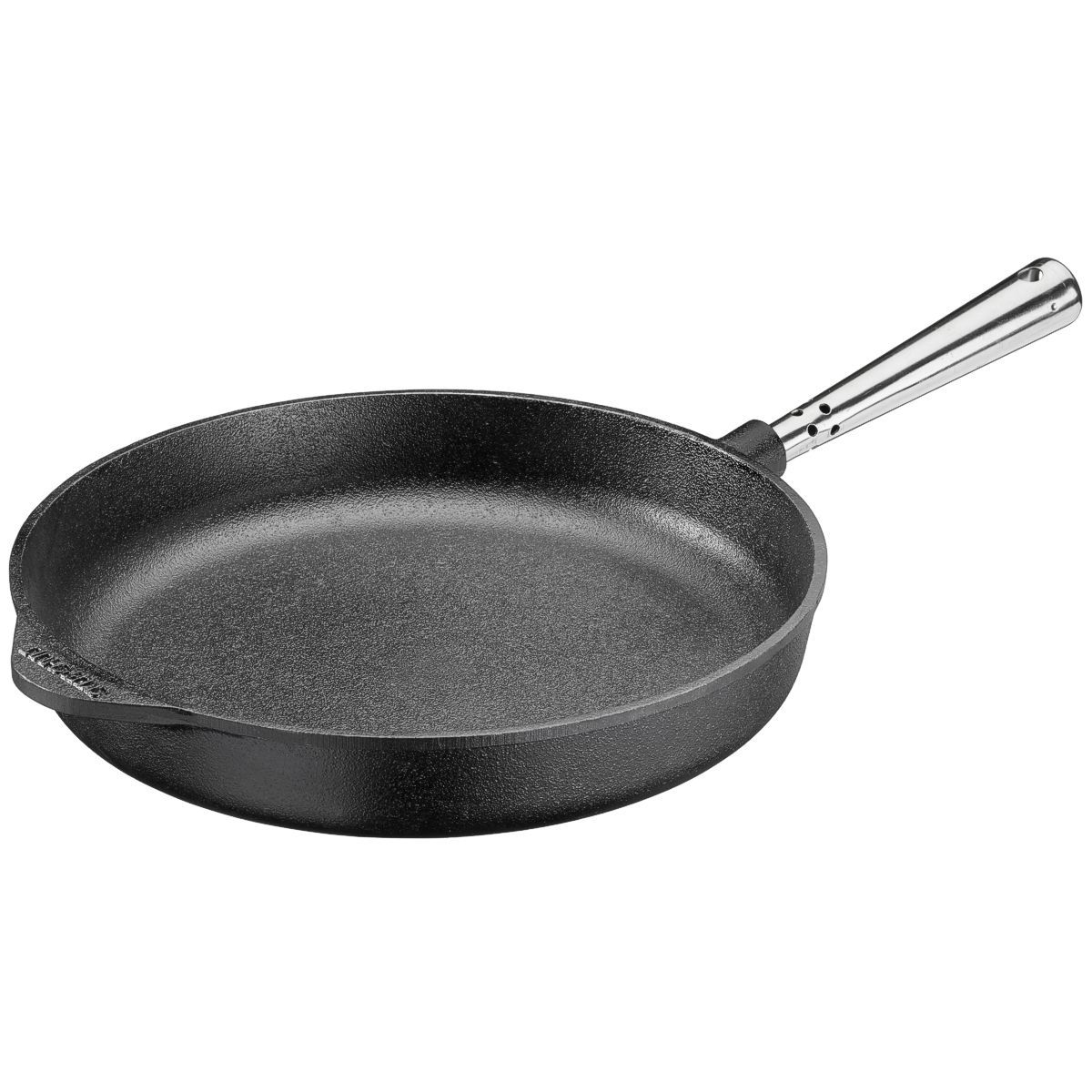 Deep pan with walnut stainless steel handle