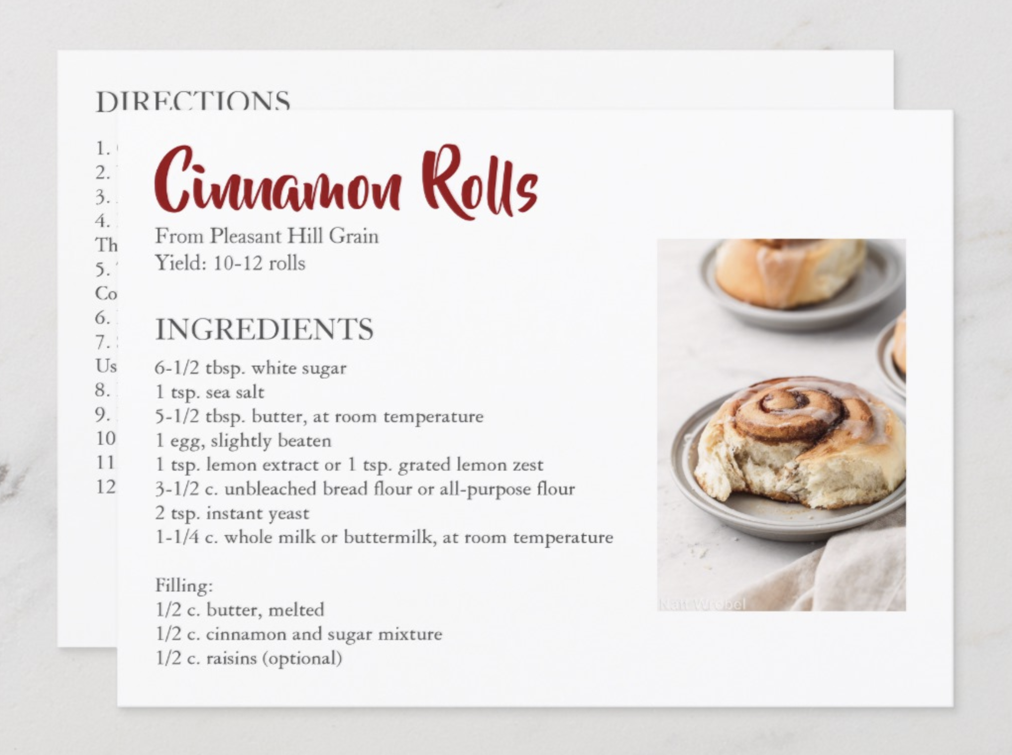 Cinnamon Roll Recipe Card