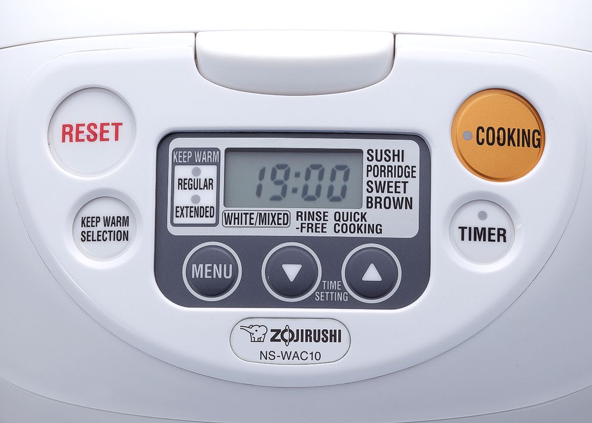 Display panel on the Zojirushi NS WAC10 Fuzzy Logic Micom Rice Cooker.