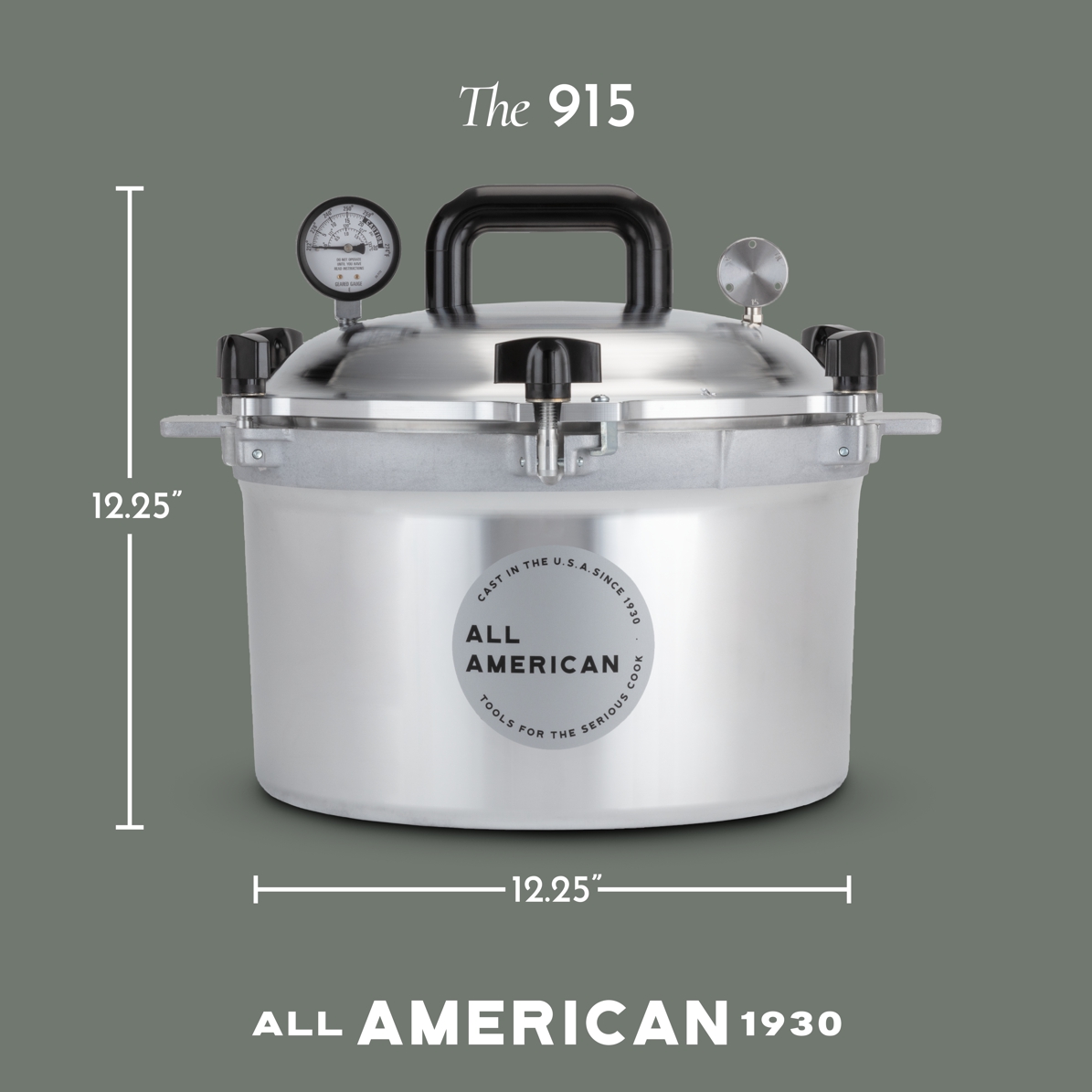 Dimensions of the All American 915 Pressure Cooker in Stainless