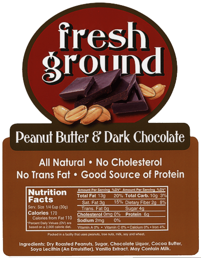 Peanut butter & dark chocolate label