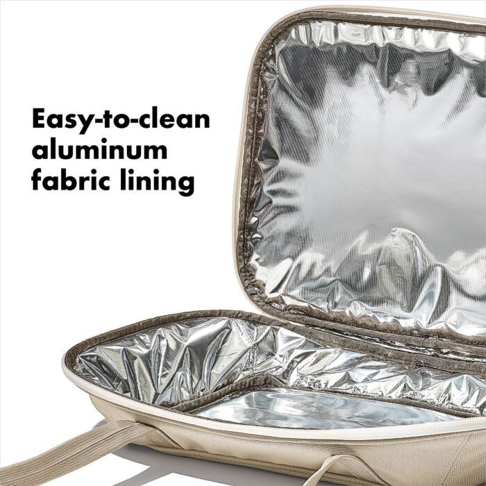 The slick aluminum fabric interior is easy to wipe out for cleaning