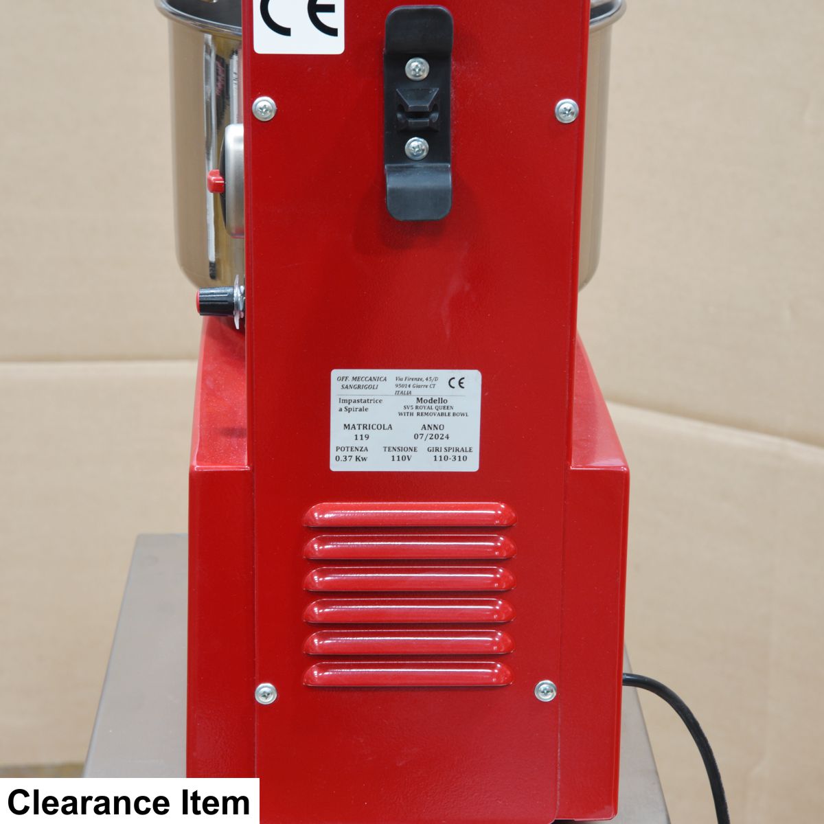 Clearance: Spiralmac Mixer, SV5 Royal Queen, Rossa Red back panel