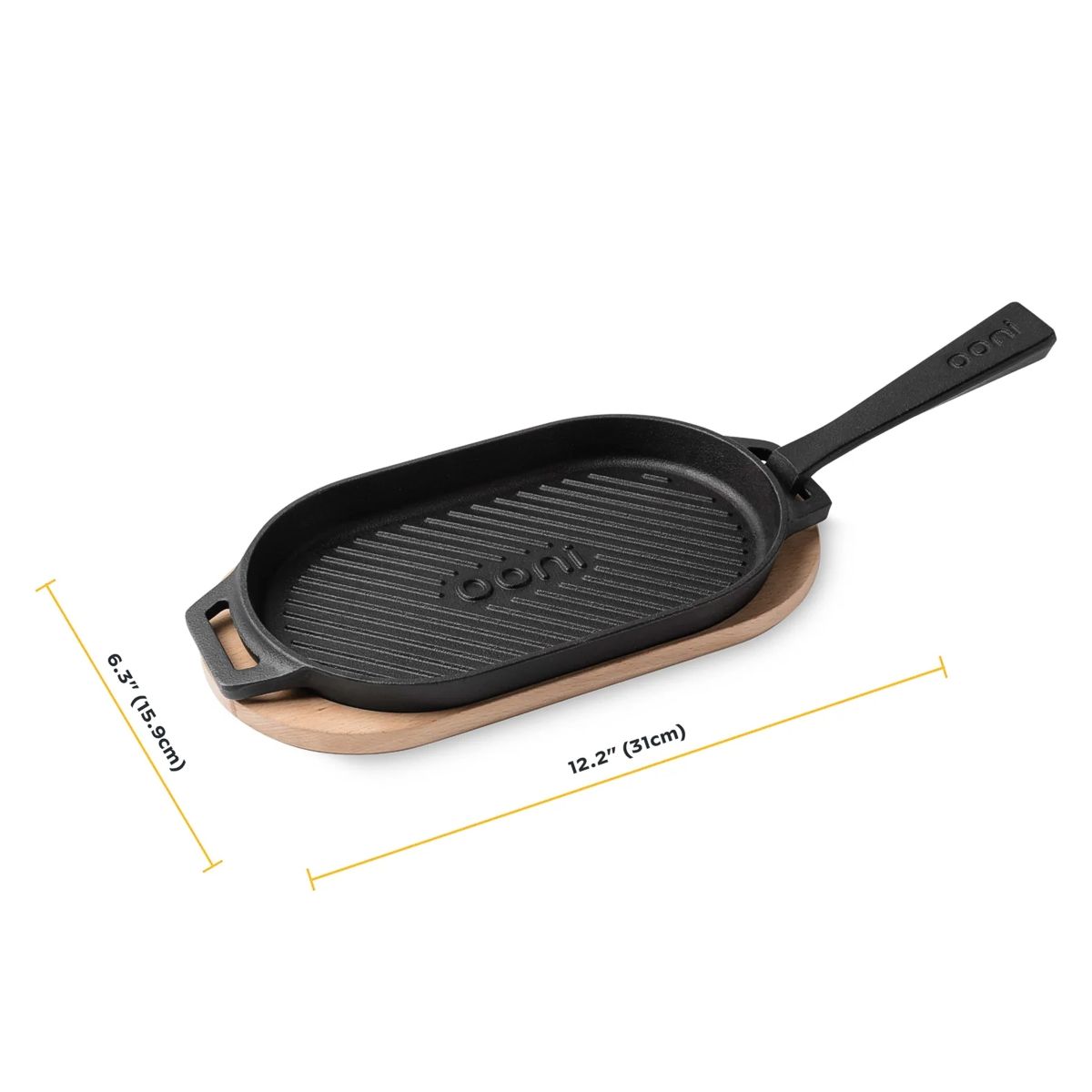 Ooni Grizzler pan dimensions, 12.2 x 6.3 inch
