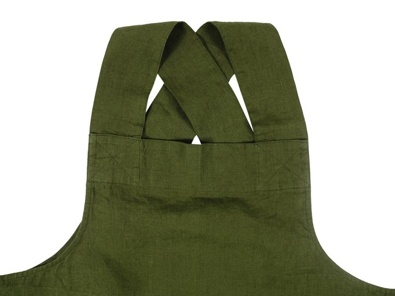Firenze Linen Smock Apron, Olive