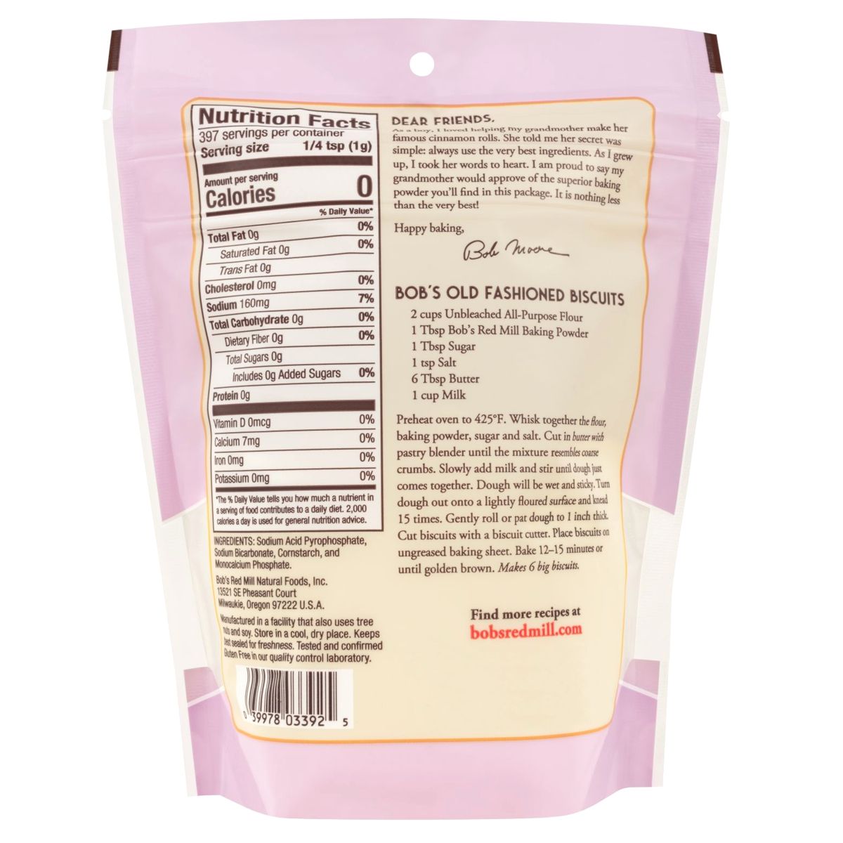 Double acting baking powder from Bob's Red Mill