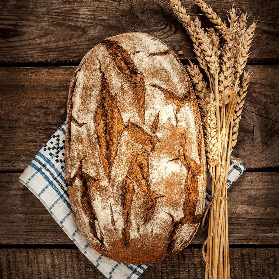 Rustic artisan bread baked in brick oven