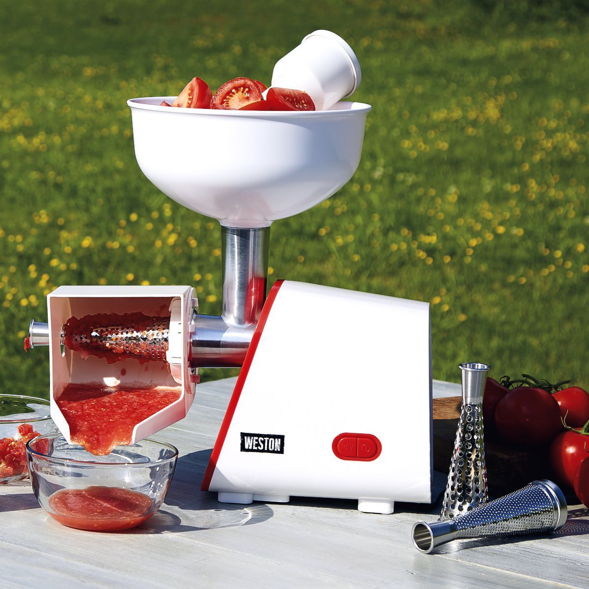Tomato strainer and applesauce maker with three stainless screens