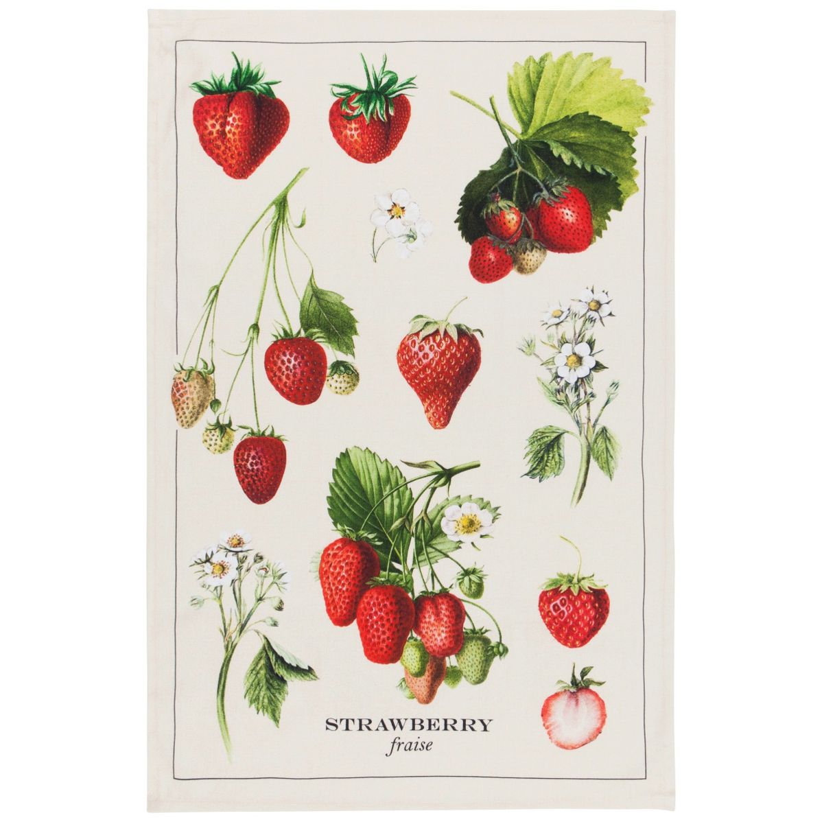 Vintage Cotton Dishtowel, Strawberries