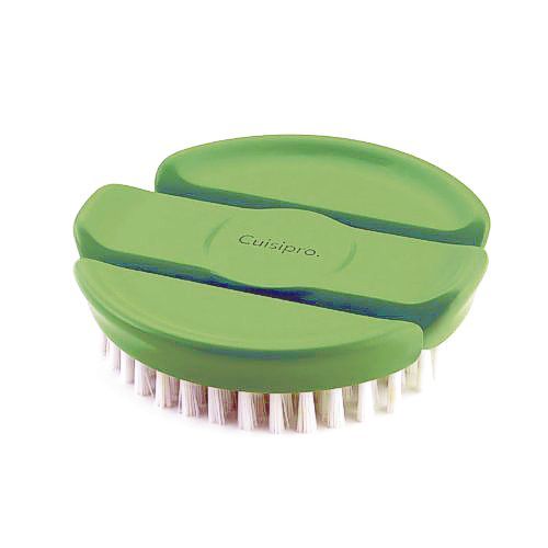Green Cuisipro vegetable brush.