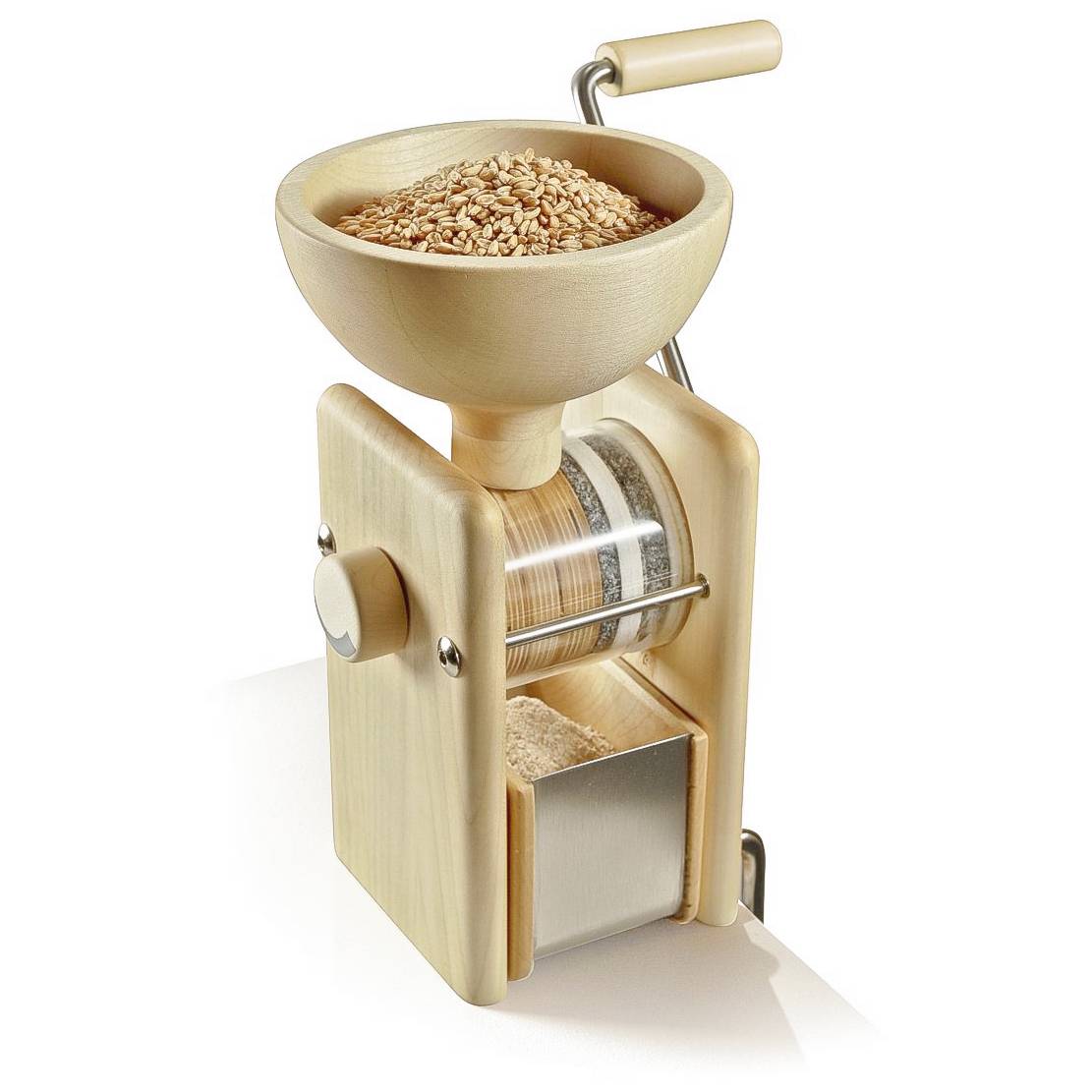 Manual stone burr grain mill flour grinder by KoMo