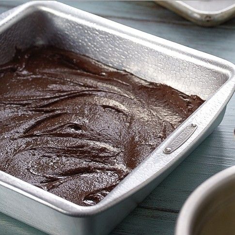 Cake batter in square Doughmakers pan