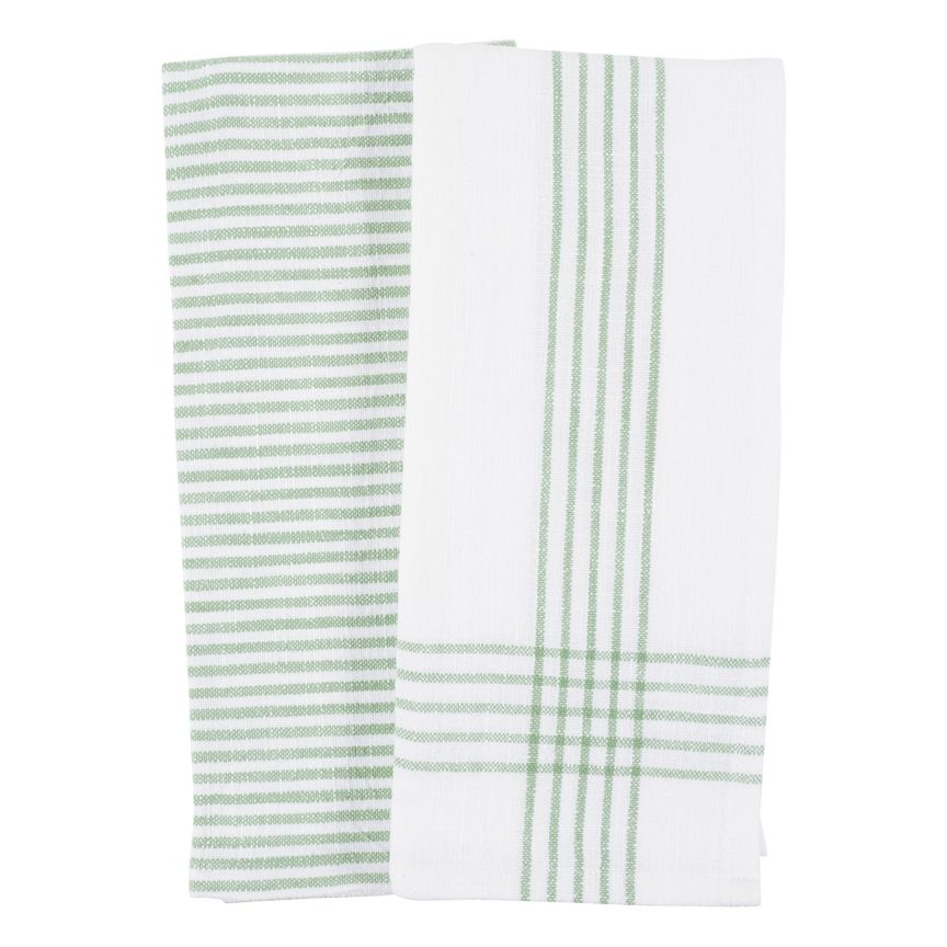 Monaco Pre Washed Dish Towels, Mineral Green, Set of 2