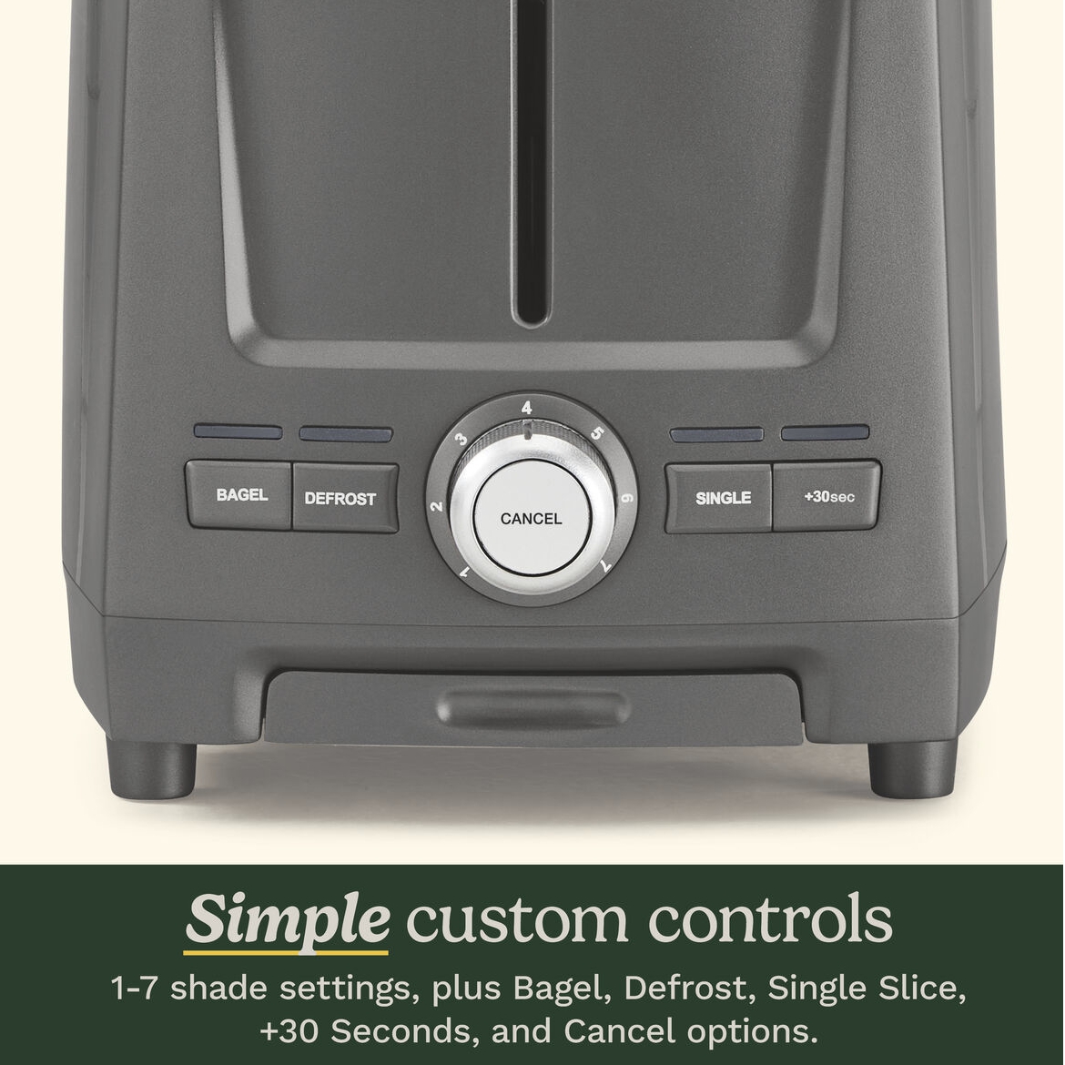cuisinart xl toaster close up on simple custom controls