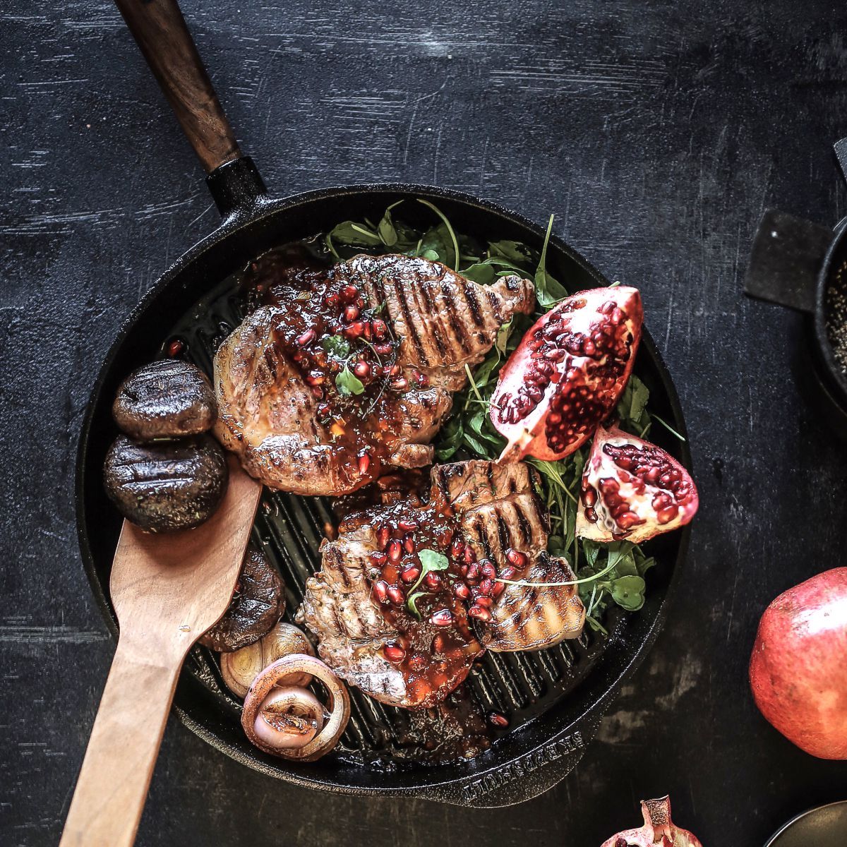 Skeppshult cast iron indoor grill pan, wood handle