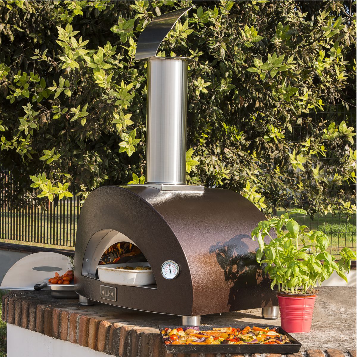 alfa forni oven 1 pizza oven on brick outdoor kitchen countertop