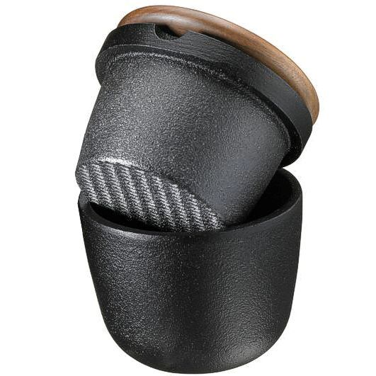 Cast iron pepper grinder with walnut wood lid