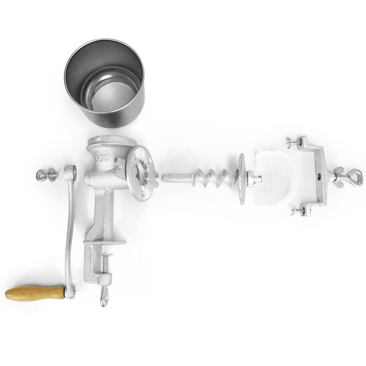 Chicken Feed Grist Mill parts, disassembled 