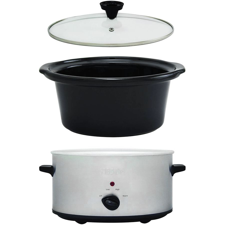 Nesco 6 qt slow cooker with porcelain cookwell and glass lid