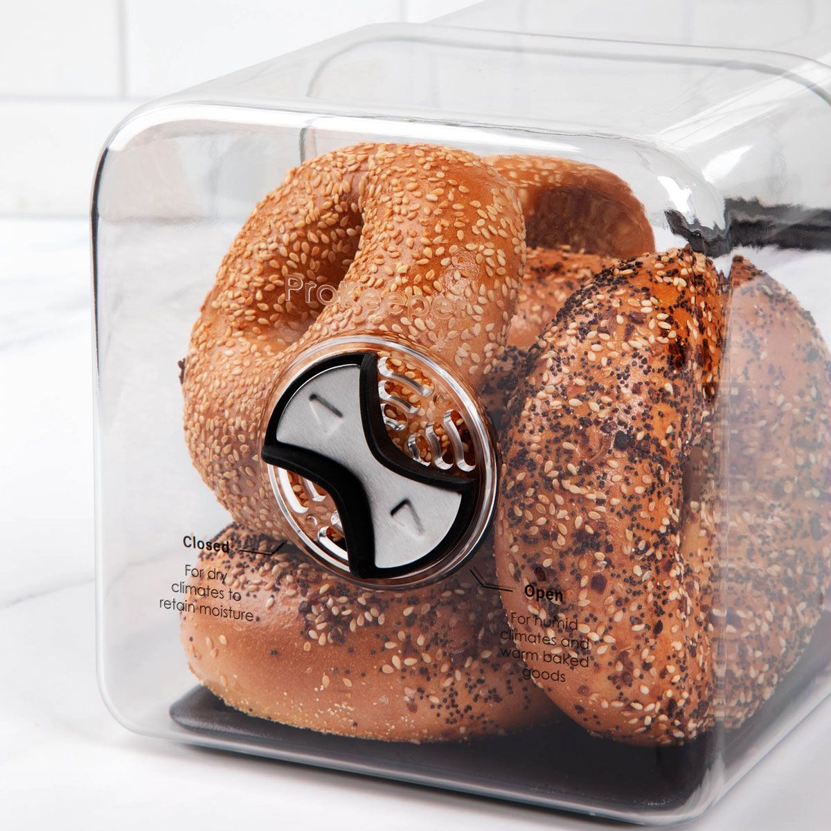 Progressive Pro Keeper Plus Bread Box with bread in it