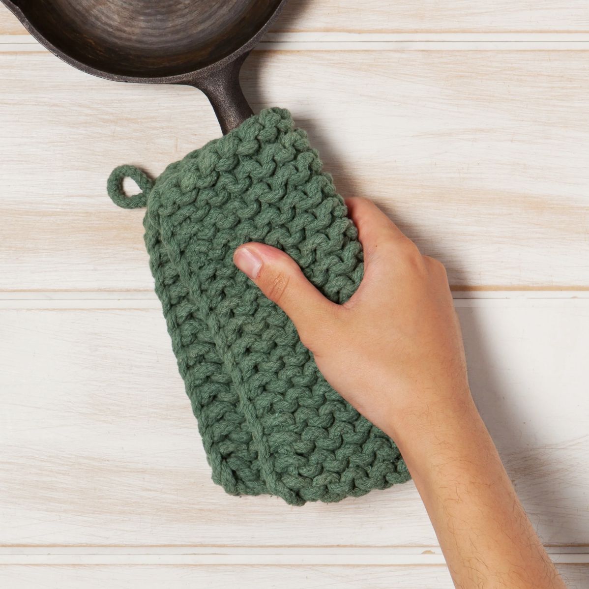 Chunky potholder/trivet, Jade