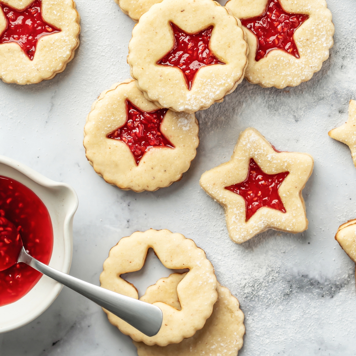 Linzer cookie dough can be rolled in a sheeter