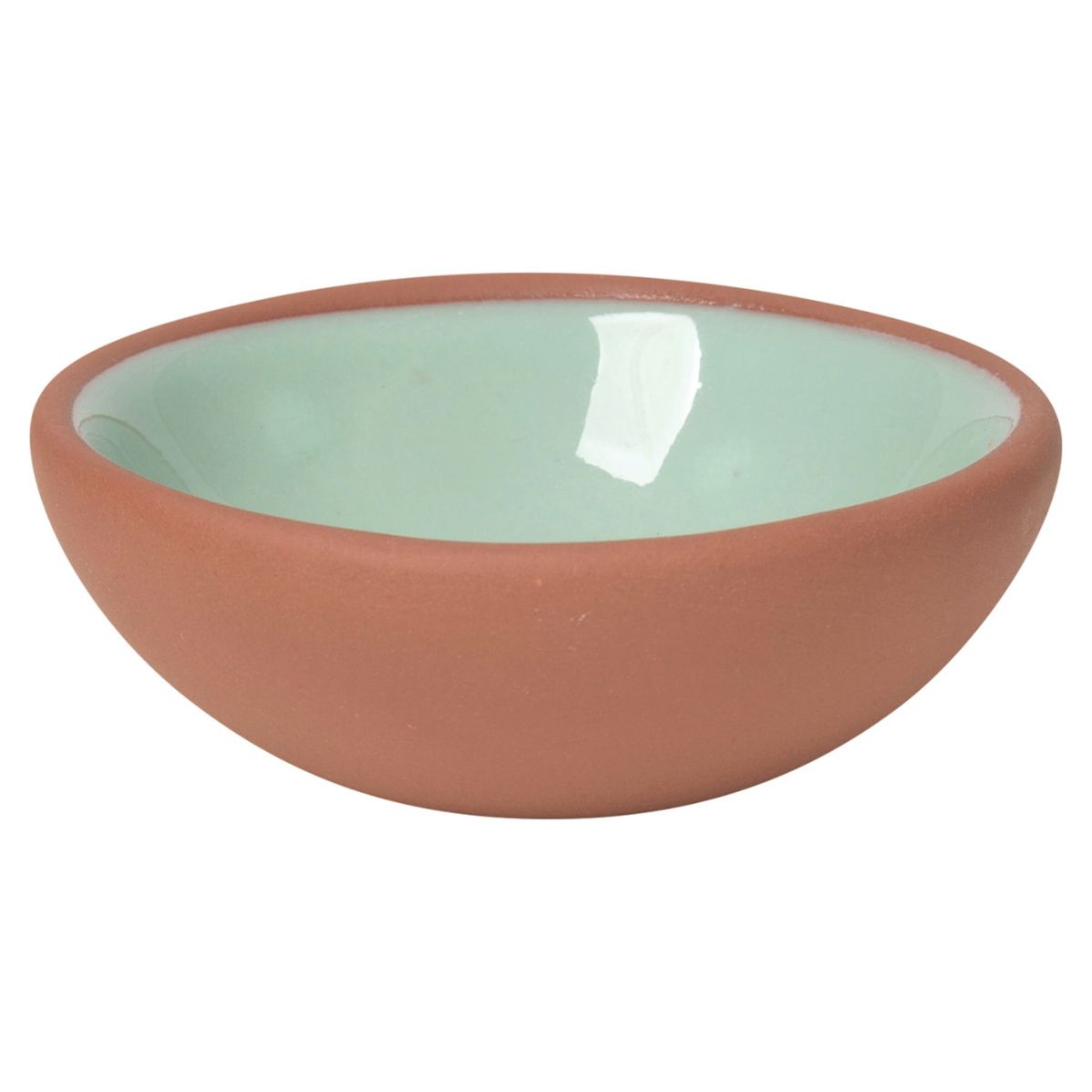 Terracotta pinch bowl, mint glaze