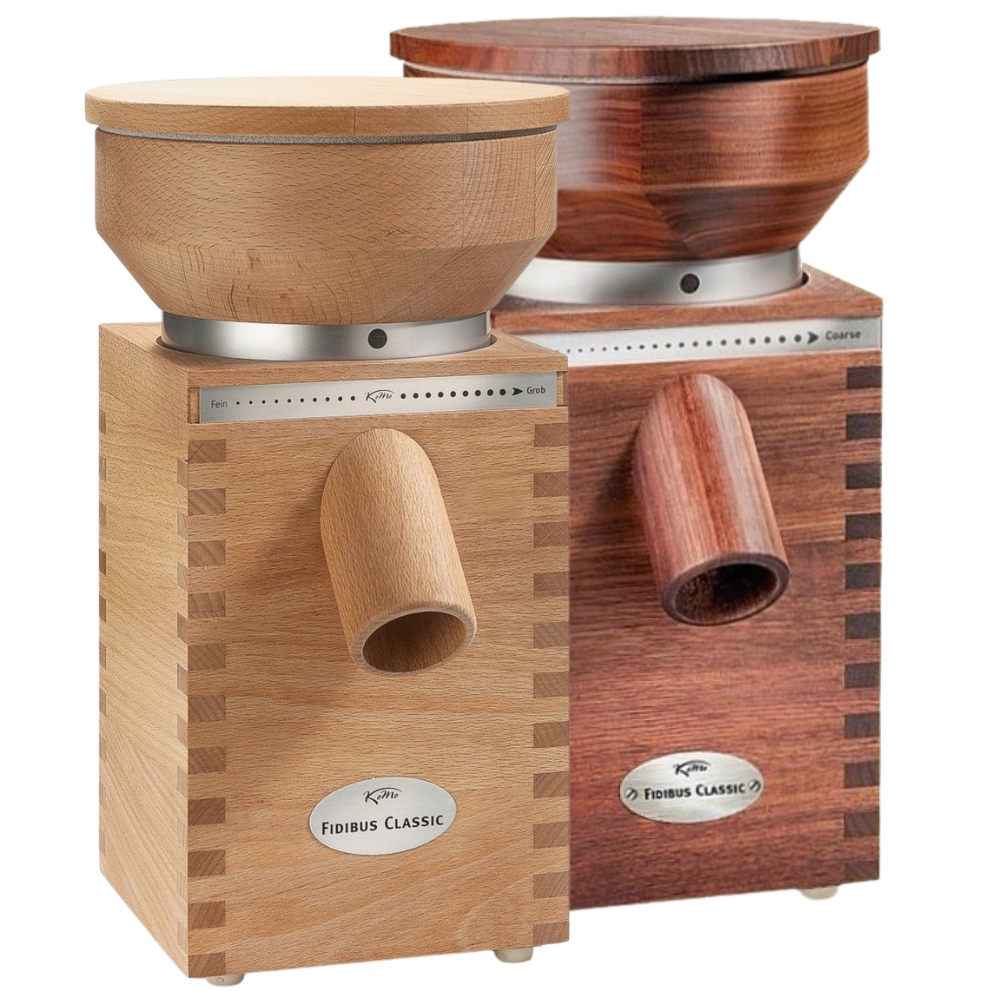 KoMo Classic flour mills in beechwood & walnut wood