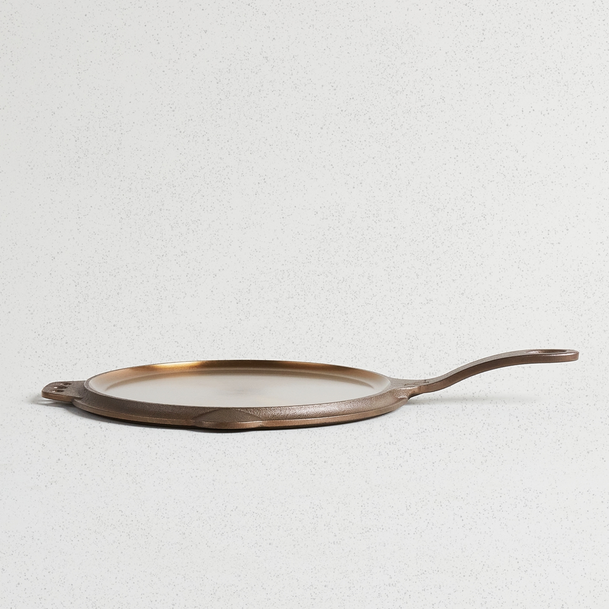 long chef handle on cast iron skillet