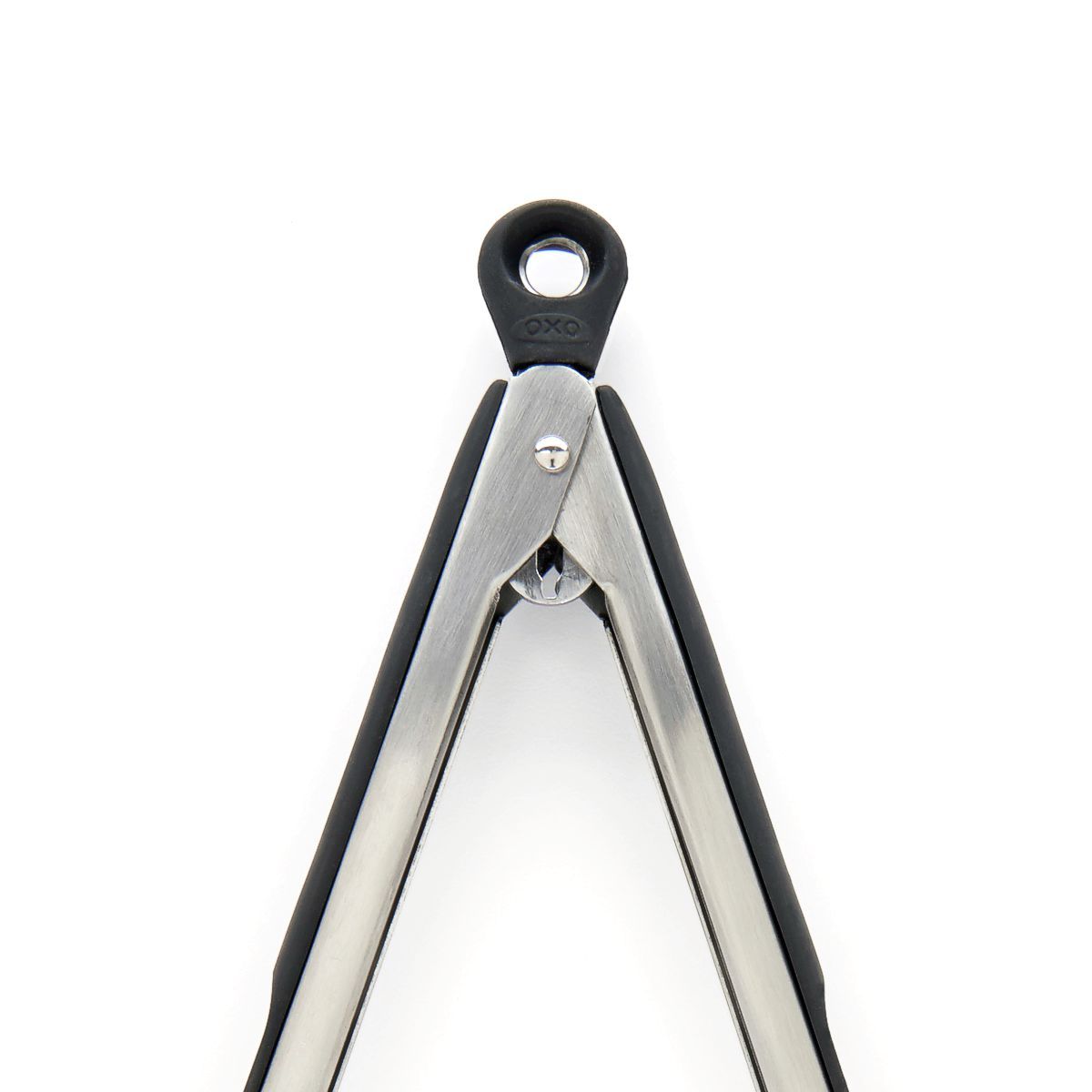 OXO Good Grips 12 inch stainless steel locking tongs hook loop locking pull tab.