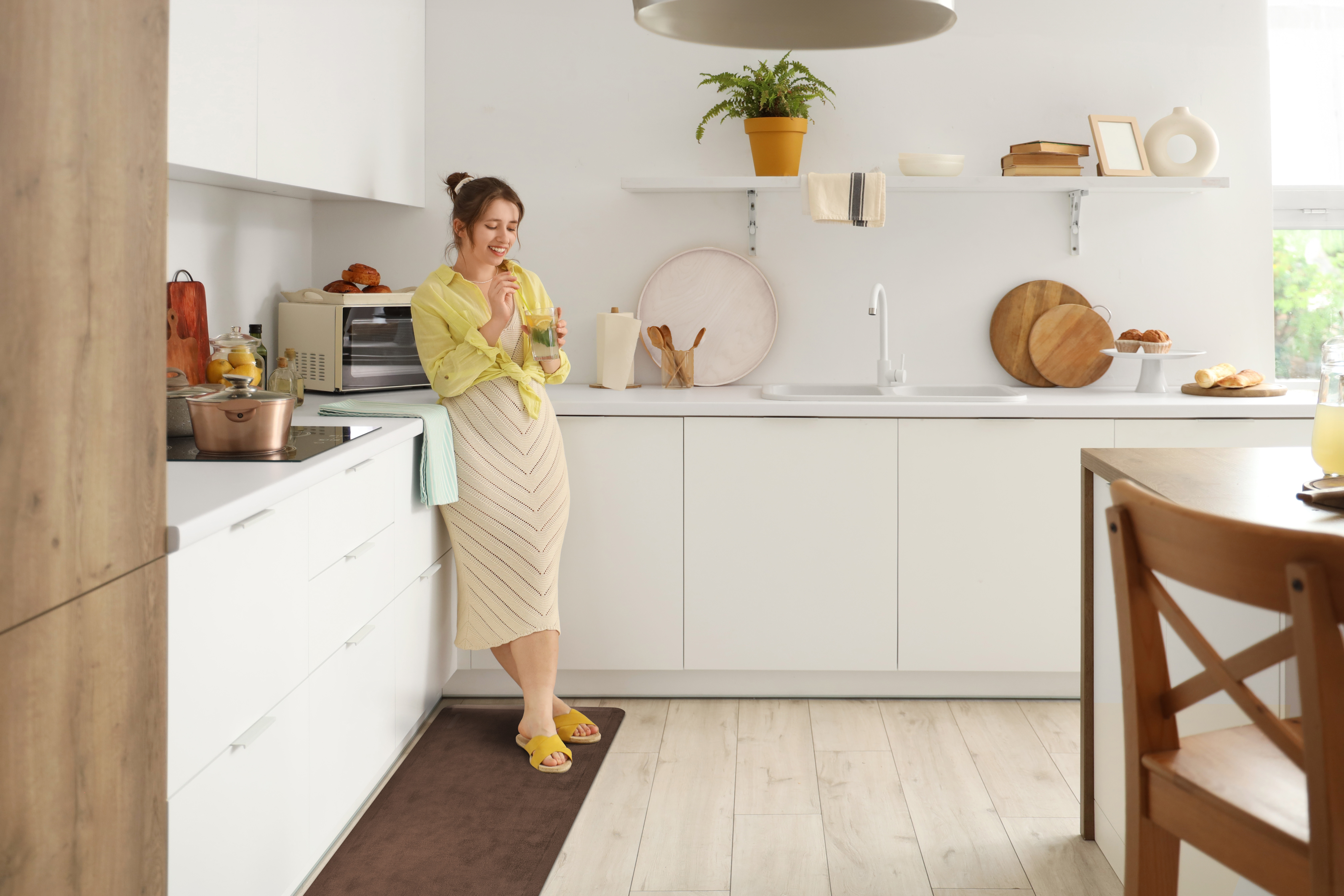 runner wellness mat show in kitchen with women standing on it