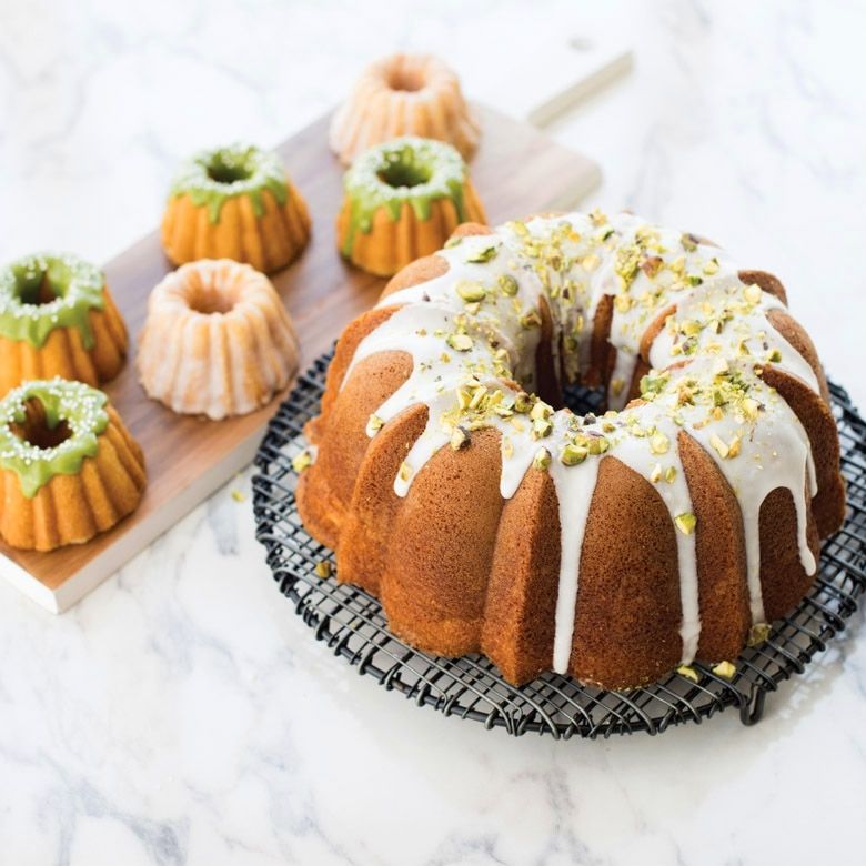 Cake made in Nordic Ware Anniversary Bundt Pan