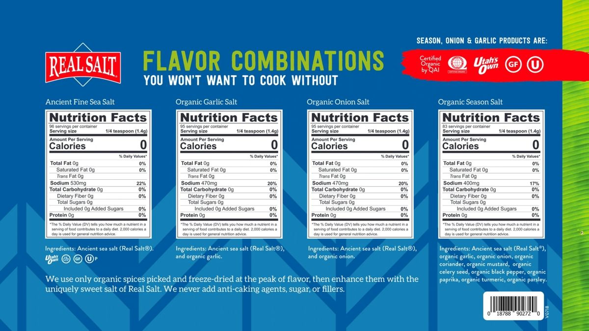 Redmond RealSalt seasoning salt nutrition facts