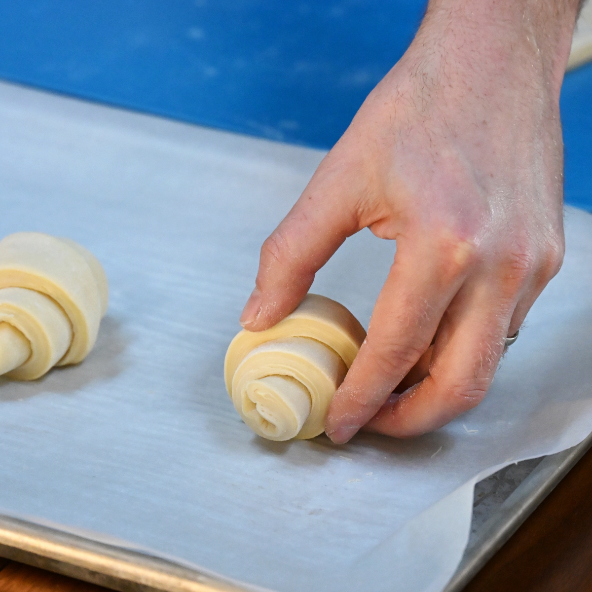 Finishing croissants
