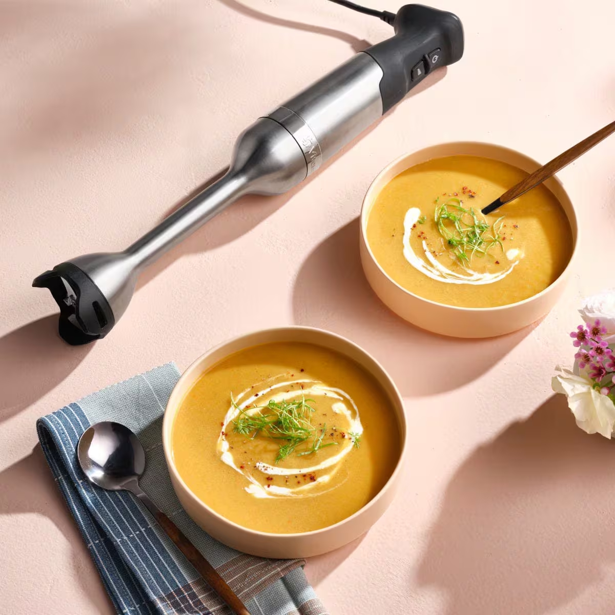 Vitamix Immersion blender shown with soup