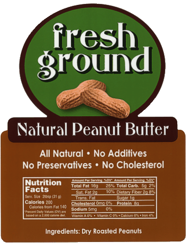 Natural peanut butter label