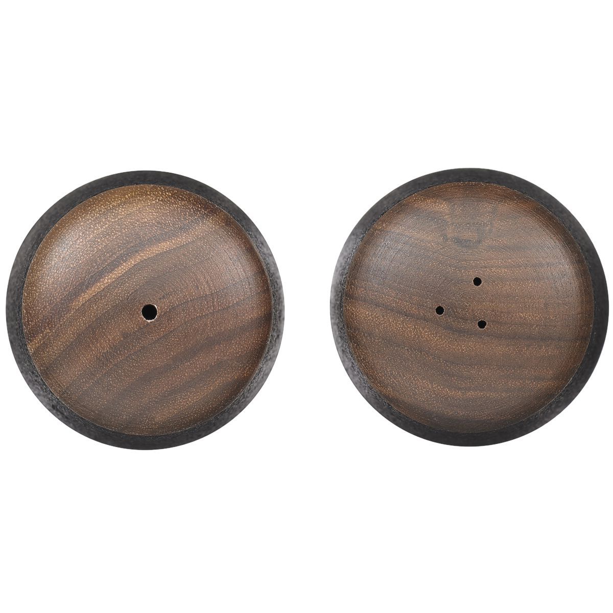 Top of walnut lids on salt and pepper shakers
