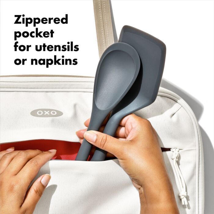 Handy pocket for serving utensils