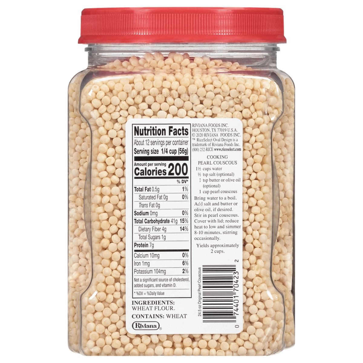 Rice Select Pearl Couscous, 24.5 oz, Nutrition Facts