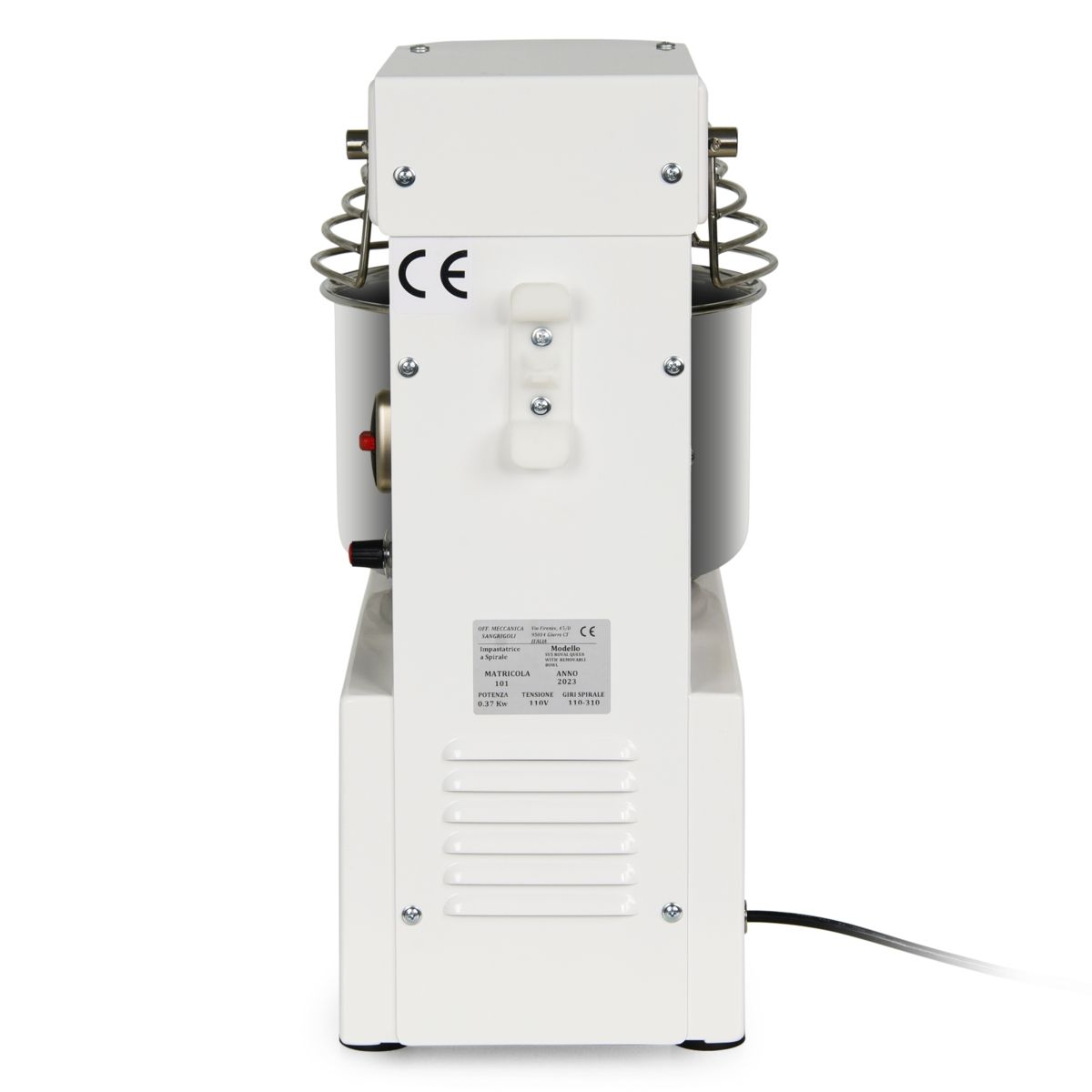 Back of Spiralmac Royal Queen, 5kg mixer