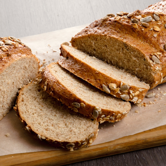 multigrain loaf of bread sliced