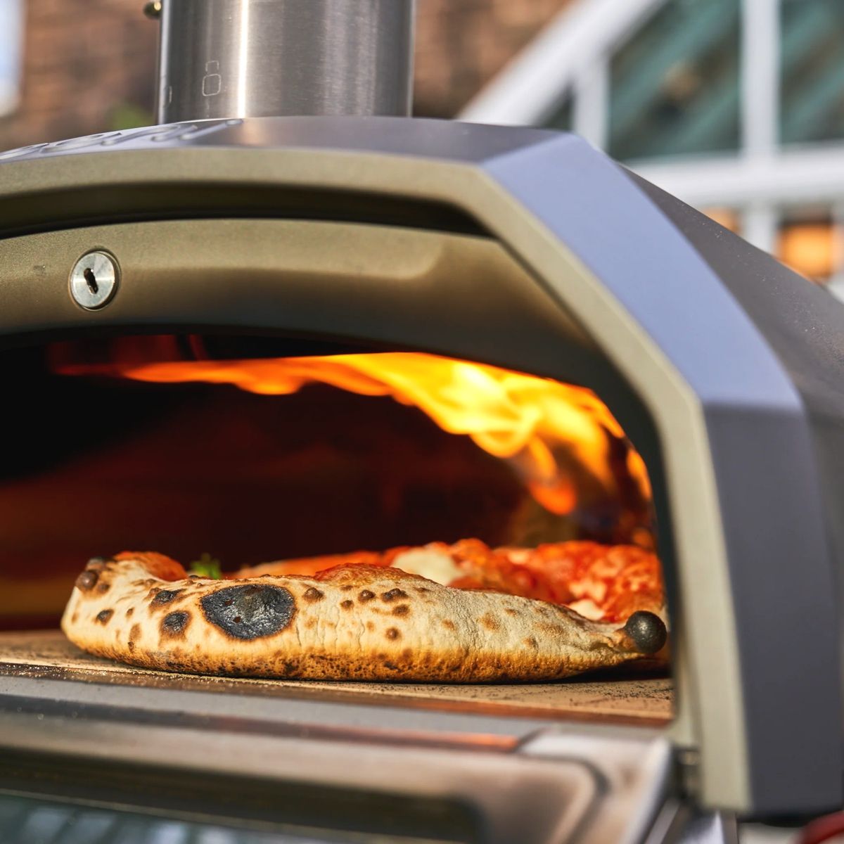 Pizza baking in Ooni Karu 12G oven
